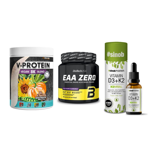Pflanzliches Set: ProFuel V-Prote + BioTech EAA + Sinob Vitamin – alle enthaltenen Artikel
