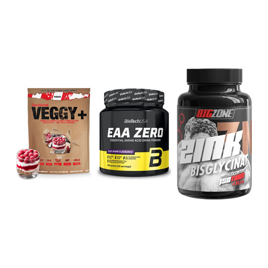 Pflanzliches Set: Sinob VEGGY + BioTech EAA + Big Zone Zink – alle enthaltenen Artikel