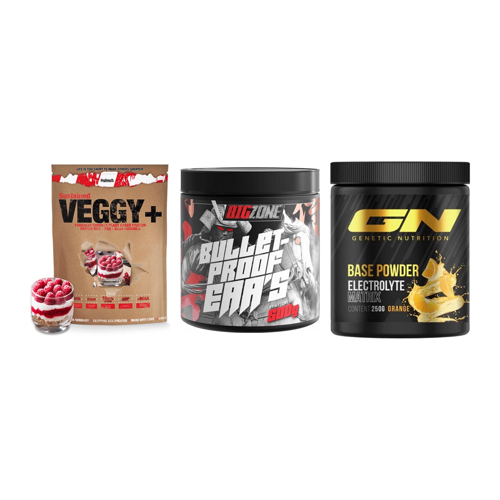 Pflanzliches Set: Sinob VEGGY + Big Zone + GN Base Powder – alle enthaltenen Artikel
