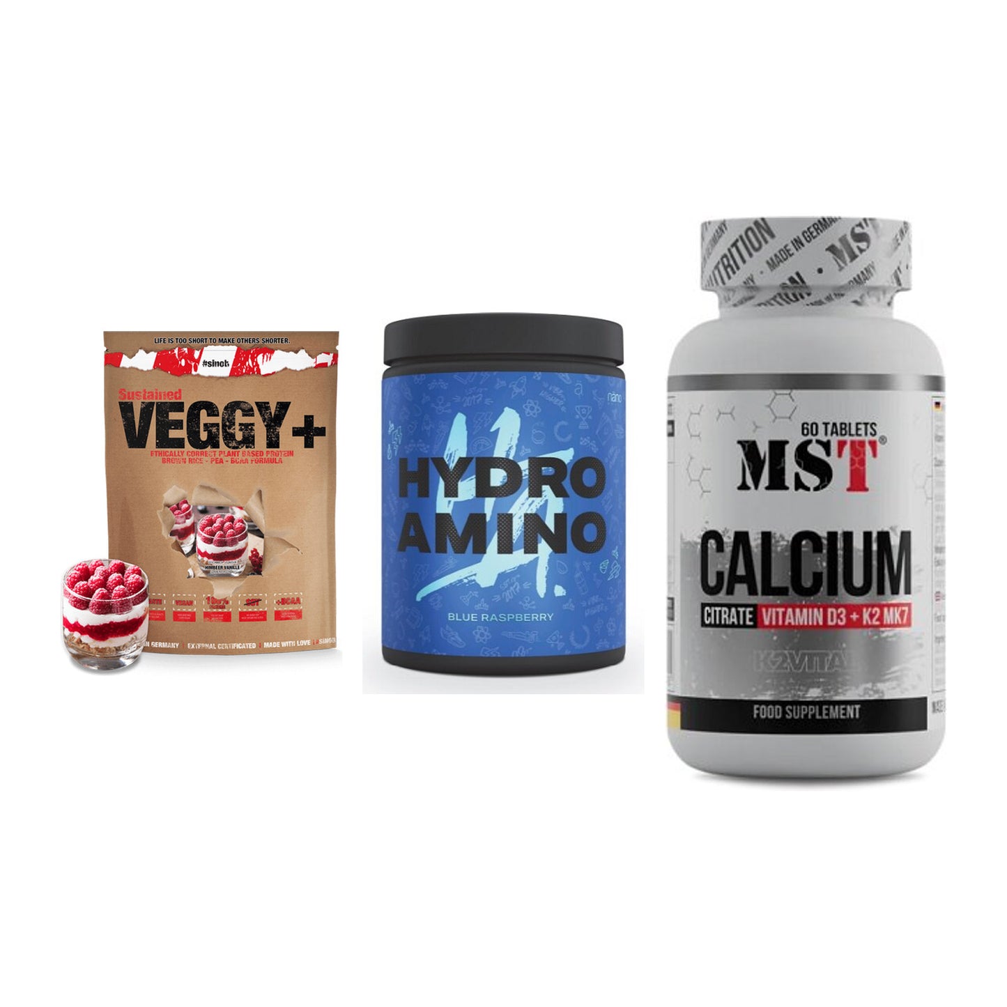 Pflanzliches Set: Sinob VEGGY + Nanosupps Hydro + MST Calcium – alle enthaltenen Artikel