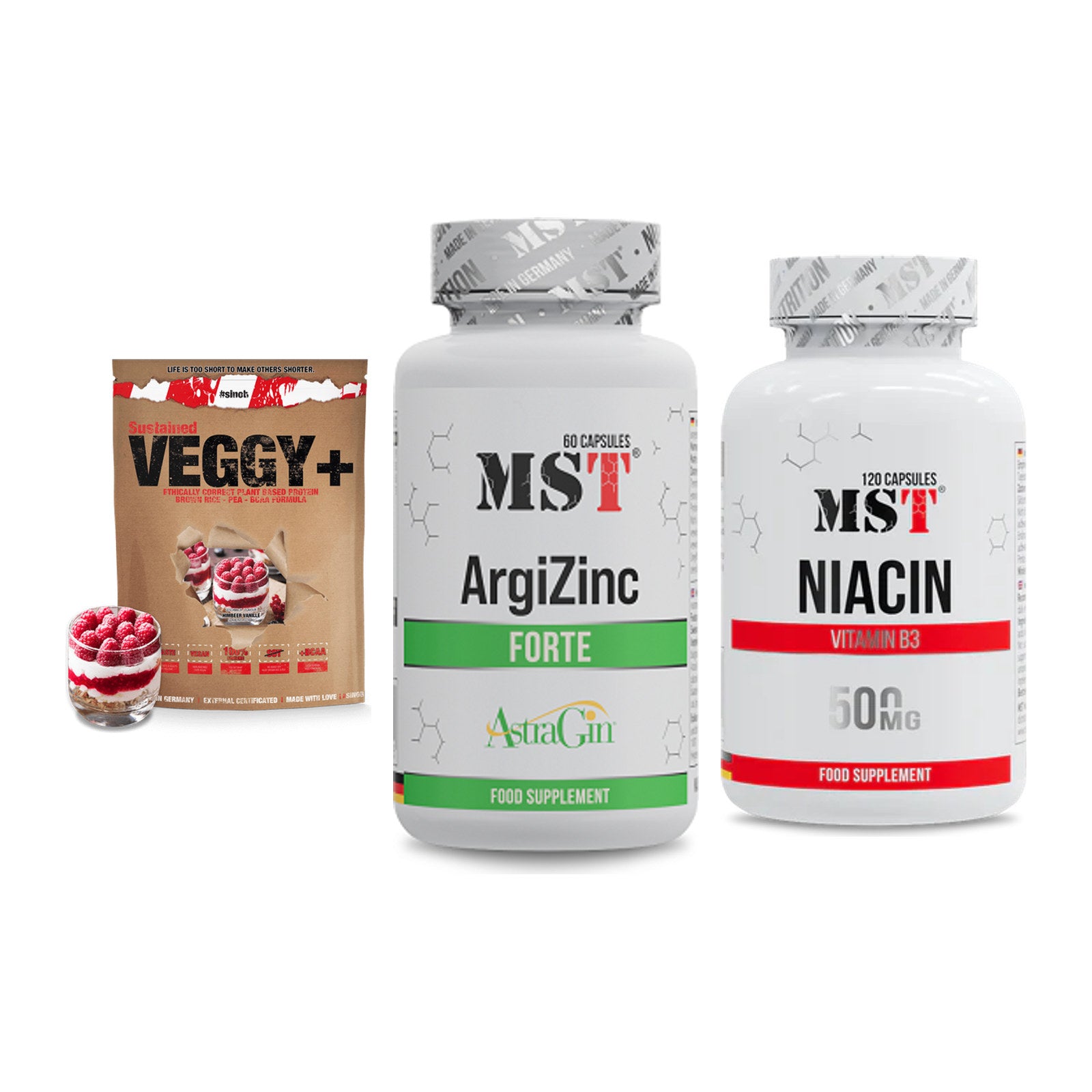 Pflanzliches Set: Sinob VEGGY + MST ArgiZinc + MST Niacin – alle enthaltenen Artikel