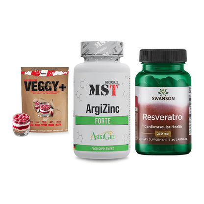 Pflanzliches Set: Sinob VEGGY + MST ArgiZinc + Swanson Resvera – alle enthaltenen Artikel