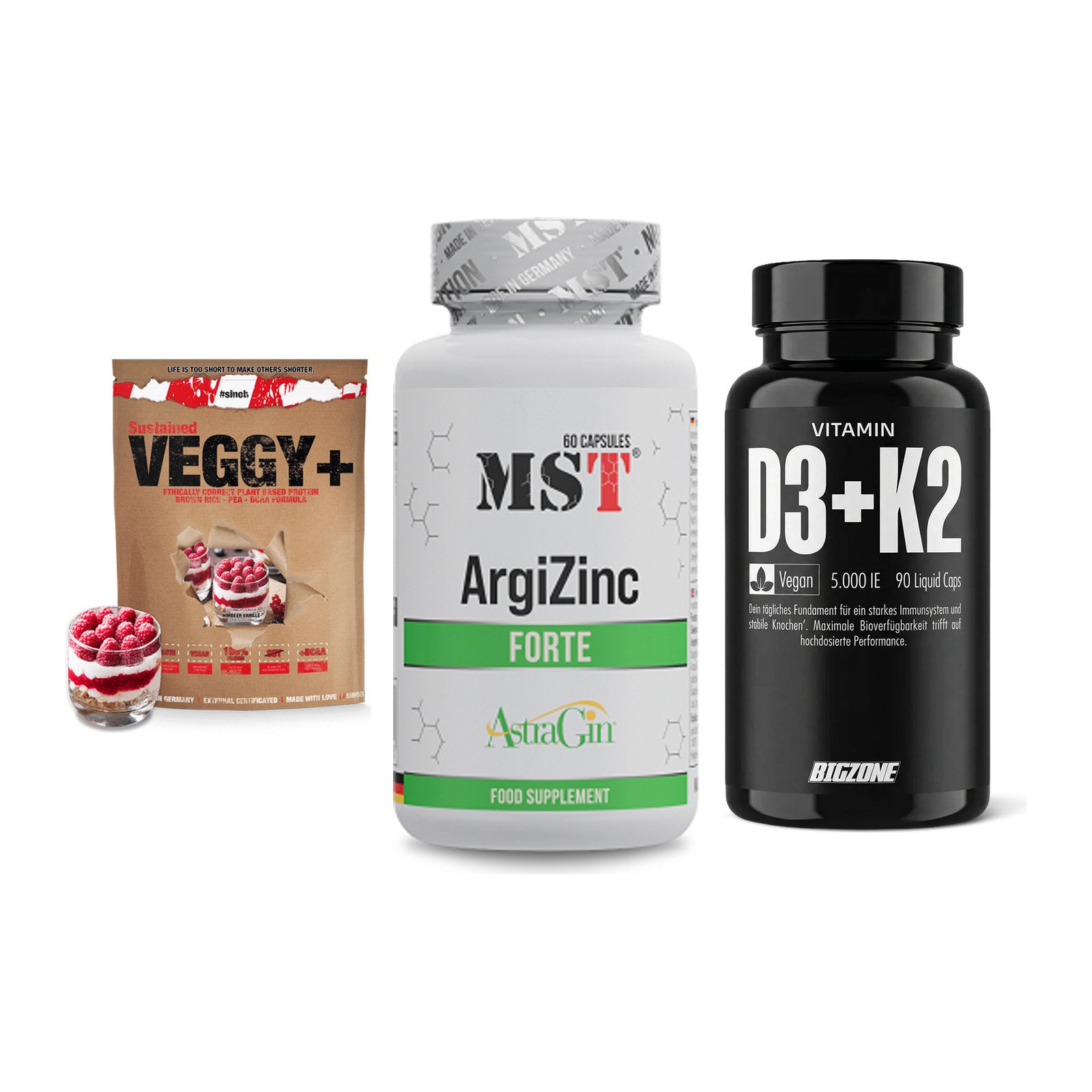 Pflanzliches Set: Sinob VEGGY + MST ArgiZinc + Big Zone – alle enthaltenen Artikel