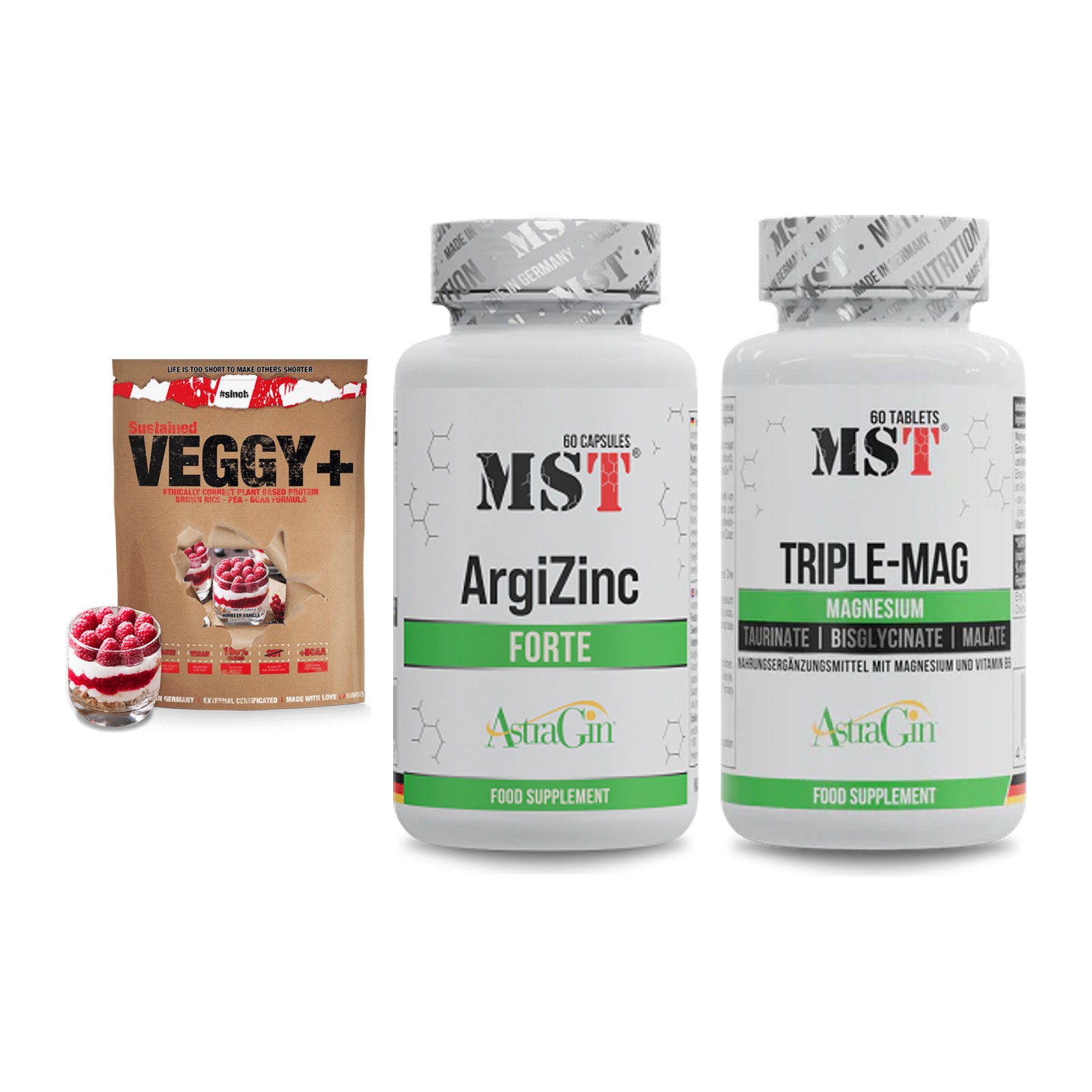 Pflanzliches Set: Sinob VEGGY + MST ArgiZinc + MST Tripple Mag – alle enthaltenen Artikel