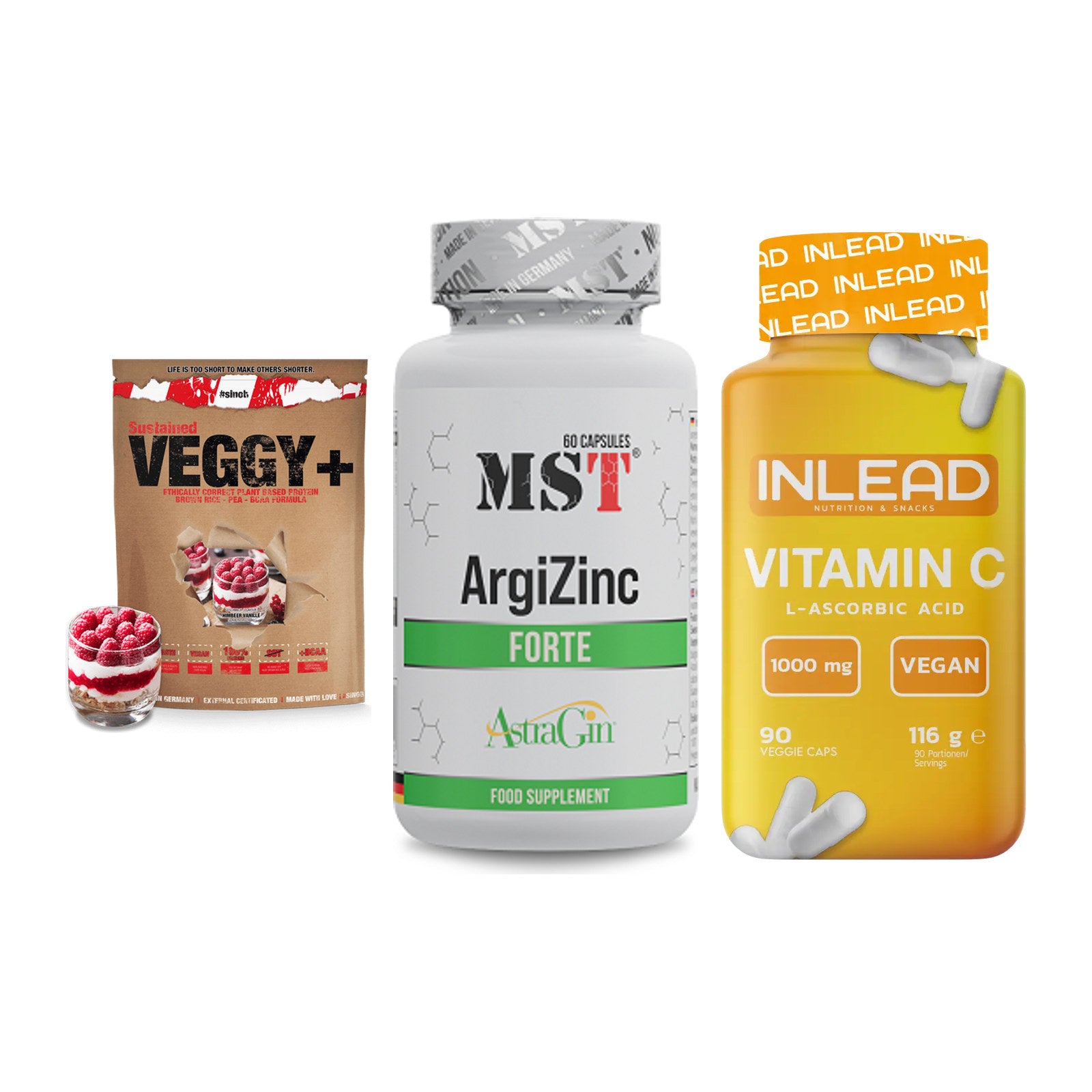 Pflanzliches Set: Sinob VEGGY + MST ArgiZinc + INLEAD Vitamin – alle enthaltenen Artikel