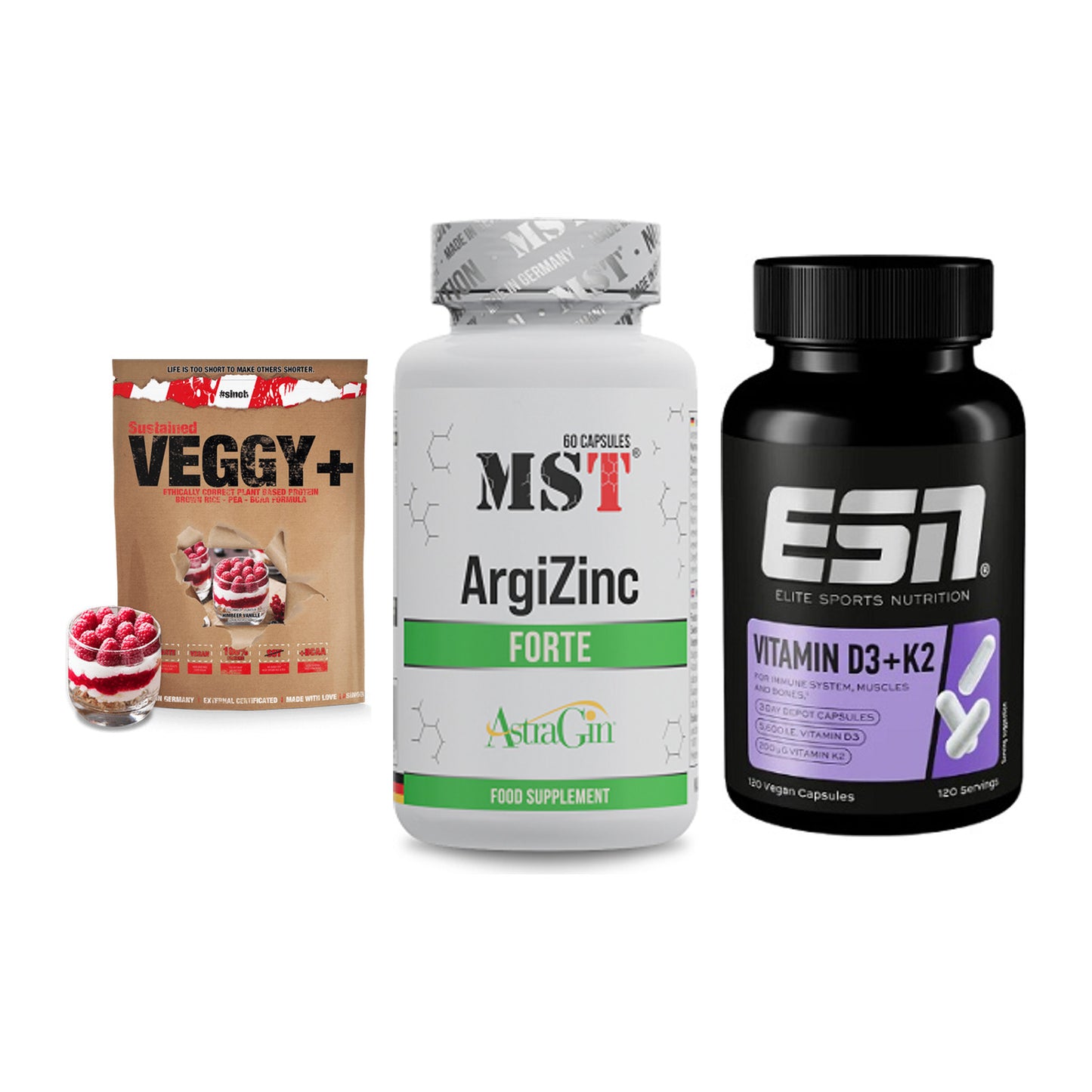 Pflanzliches Set: Sinob VEGGY + MST ArgiZinc + ESN Vitamin D3 – alle enthaltenen Artikel