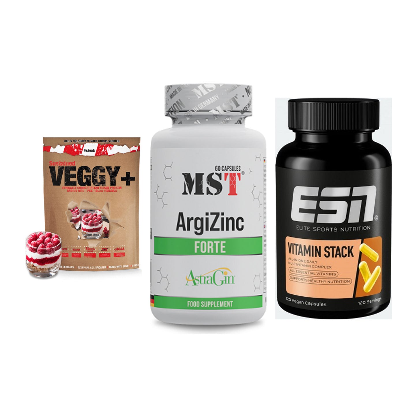 Pflanzliches Set: Sinob VEGGY + MST ArgiZinc + ESN Vitamin – alle enthaltenen Artikel