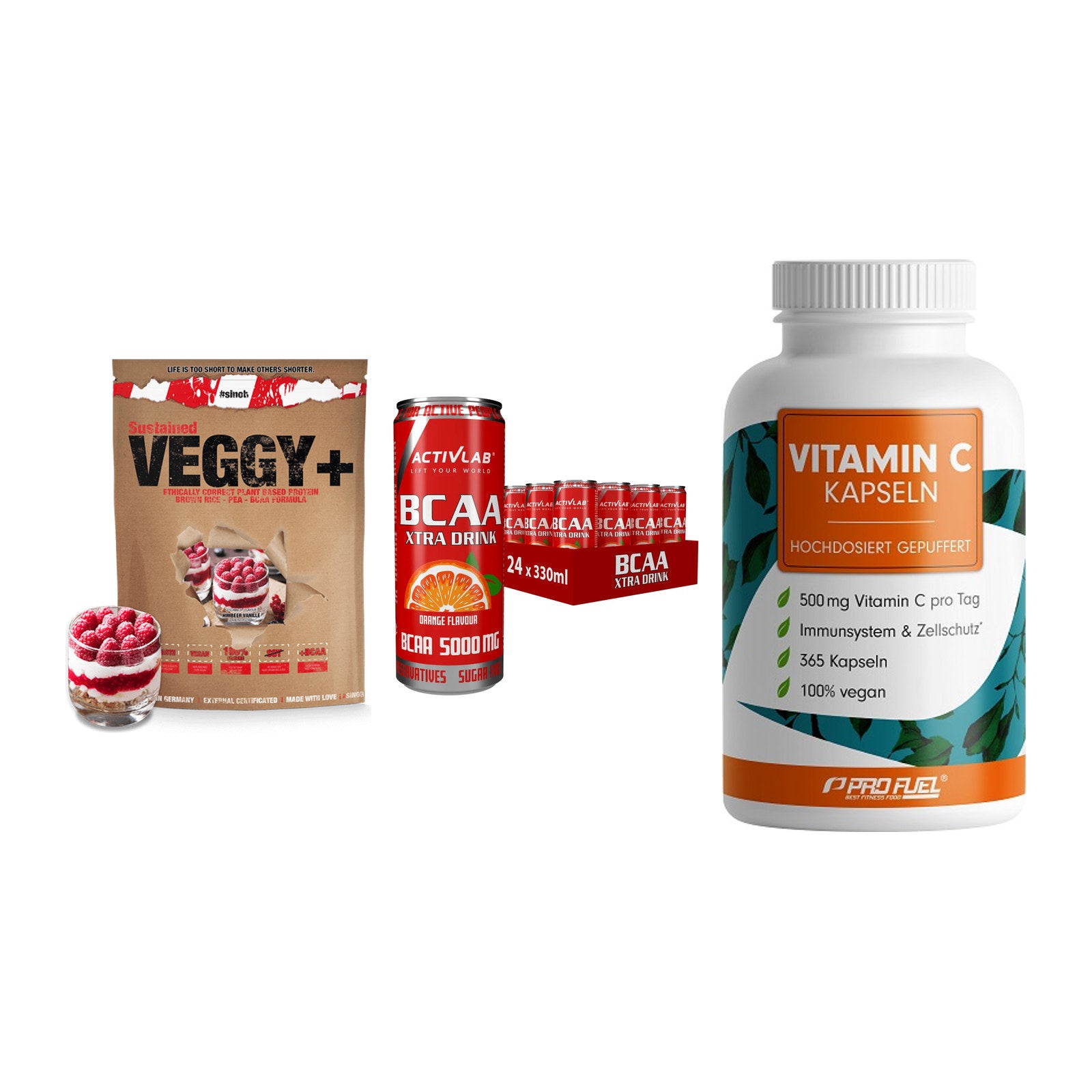 Pflanzliches Set: Sinob VEGGY + Activlab BCAA + ProFuel Vitamin – alle enthaltenen Artikel