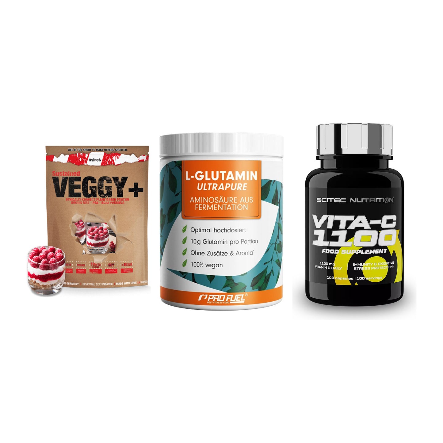 Pflanzliches Set: Sinob VEGGY + ProFuel Glutami + Scitec Vitamin – alle enthaltenen Artikel