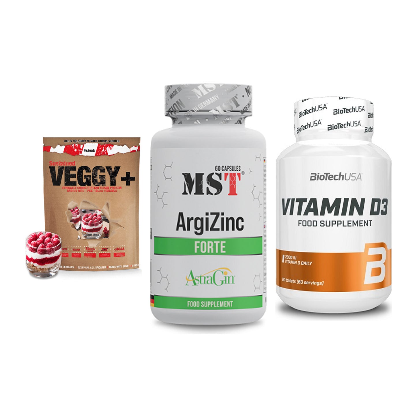 Pflanzliches Set: Sinob VEGGY + MST ArgiZinc + BioTech Vitamin – alle enthaltenen Artikel