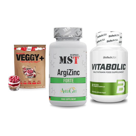 Pflanzliches Set: Sinob VEGGY + MST ArgiZinc + BioTech Vitabol – alle enthaltenen Artikel