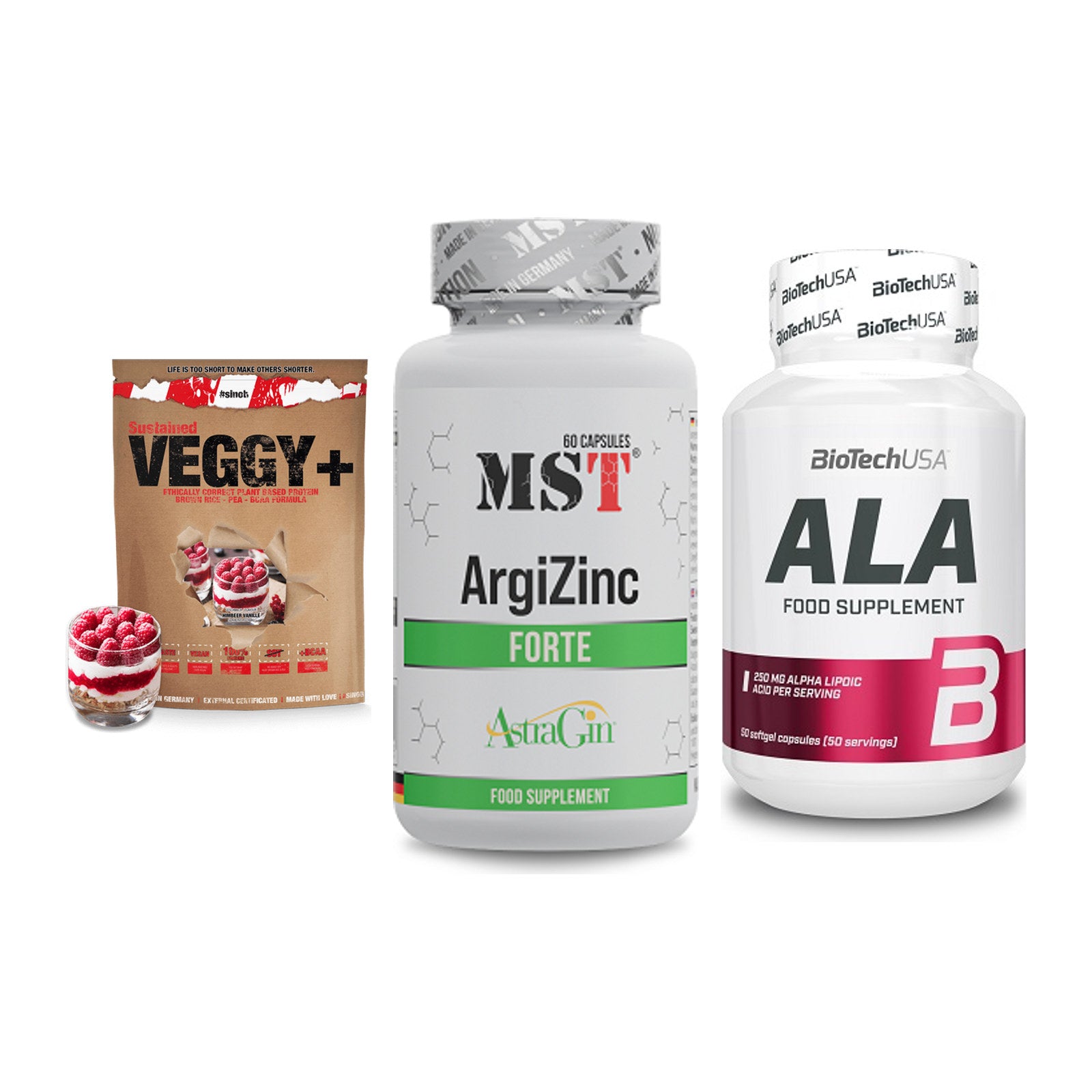 Pflanzliches Set: Sinob VEGGY + MST ArgiZinc + BioTech ALA – alle enthaltenen Artikel