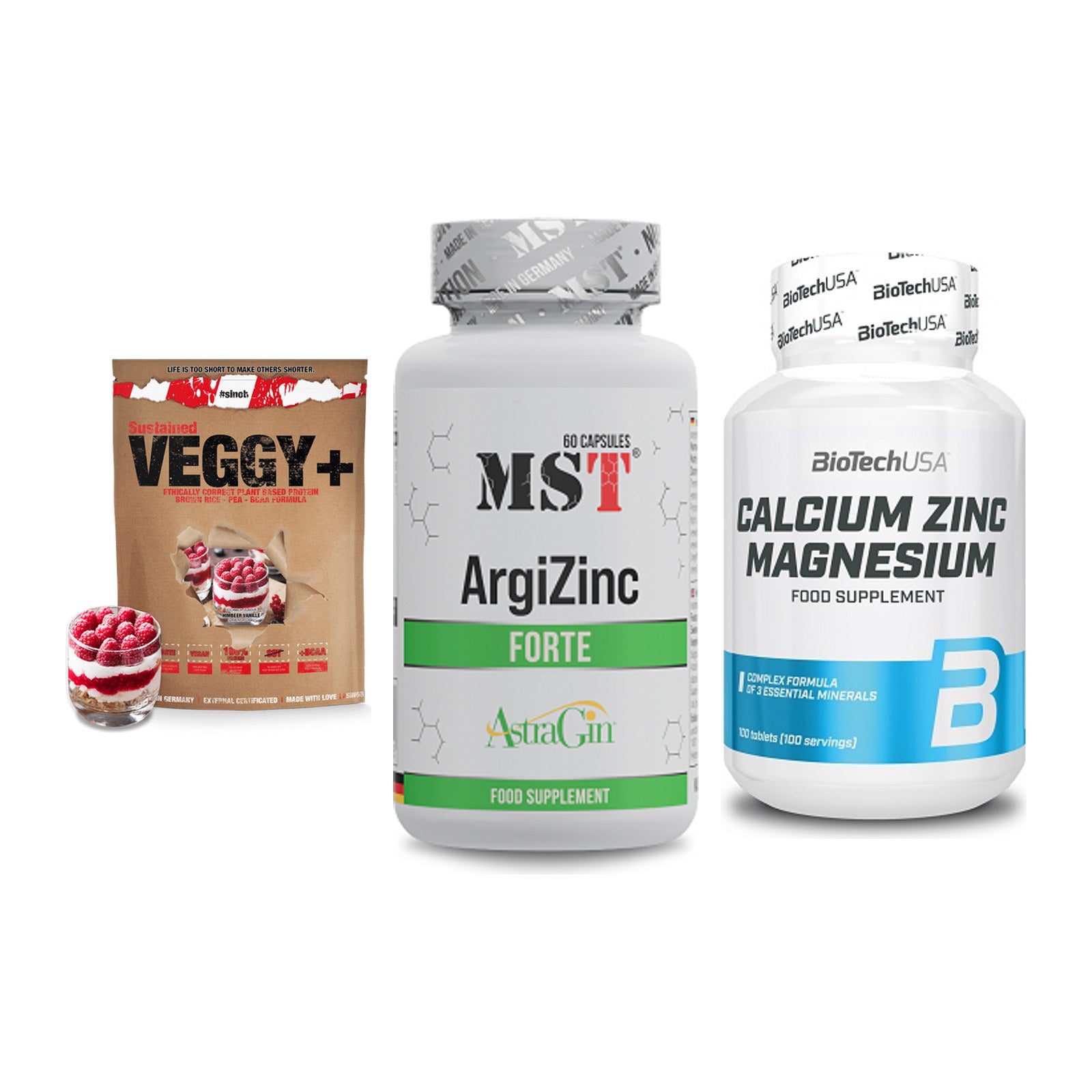 Pflanzliches Set: Sinob VEGGY + MST ArgiZinc + BioTech Calcium – alle enthaltenen Artikel