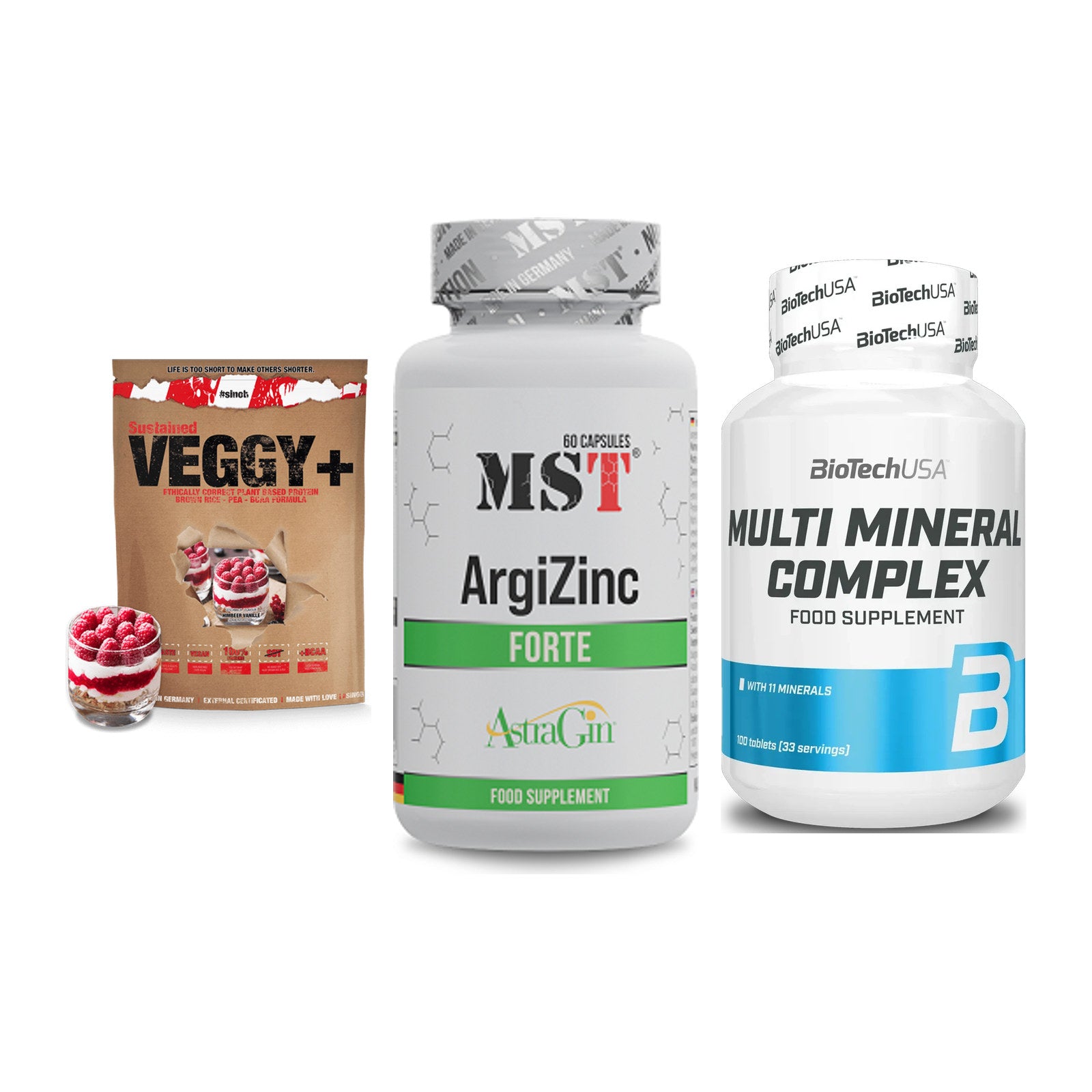 Pflanzliches Set: Sinob VEGGY + MST ArgiZinc + BioTech Multi – alle enthaltenen Artikel