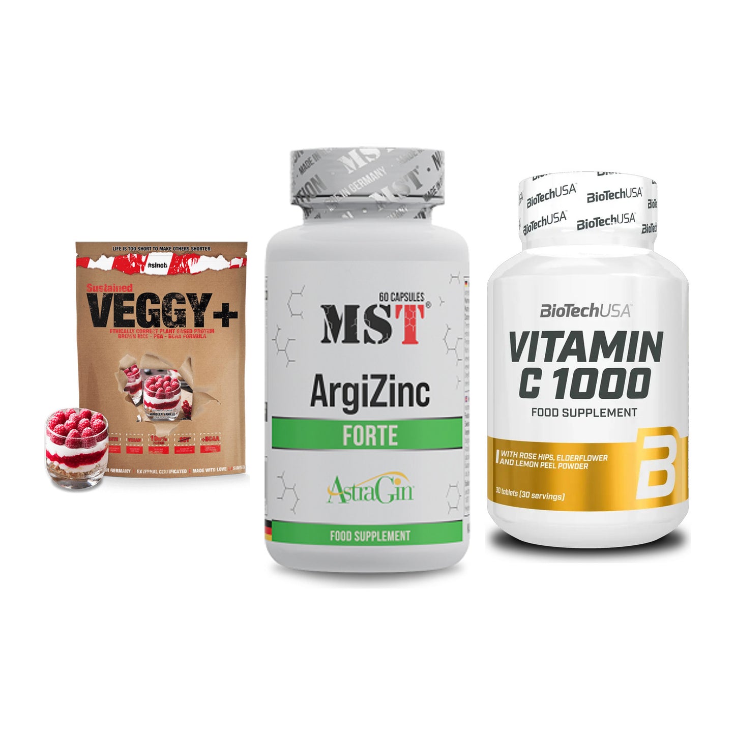 Pflanzliches Set: Sinob VEGGY + MST ArgiZinc + BioTech Vitamin – alle enthaltenen Artikel