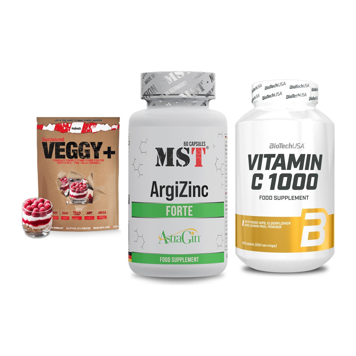 Pflanzliches Set: Sinob VEGGY + MST ArgiZinc + BioTech Vitamin – alle enthaltenen Artikel
