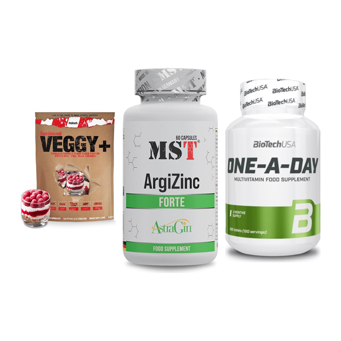 Pflanzliches Set: Sinob VEGGY + MST ArgiZinc + BioTech One A – alle enthaltenen Artikel