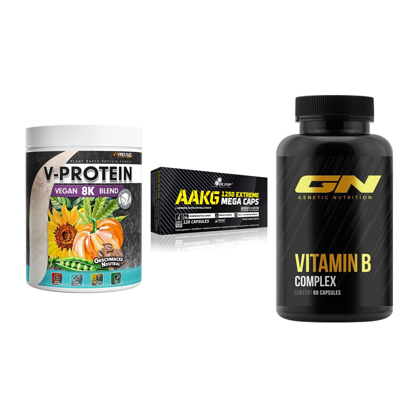 Pflanzliches Set: ProFuel V-Prote + Olimp AAKG + GN Vitamin – alle enthaltenen Artikel