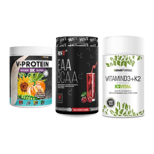 Pflanzliches Set: ProFuel V-Prote + MST EAA & BCAA + Sinob Vitamin – alle enthaltenen Artikel
