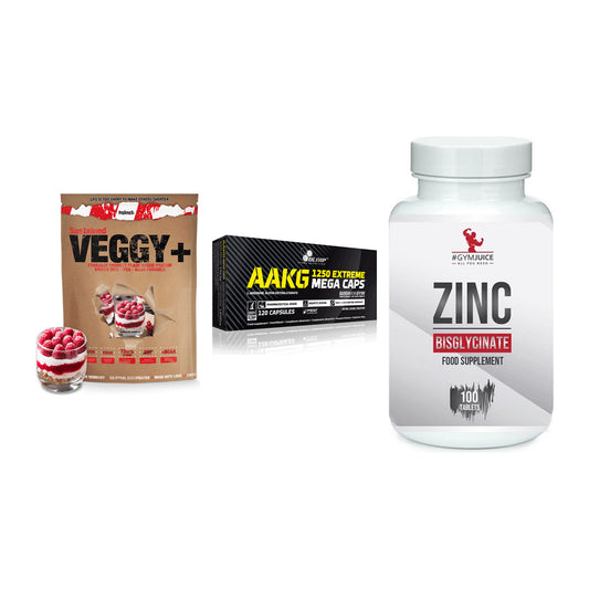 Pflanzliches Set: Sinob VEGGY + Olimp AAKG + #GYMJUICE ZINC – alle enthaltenen Artikel