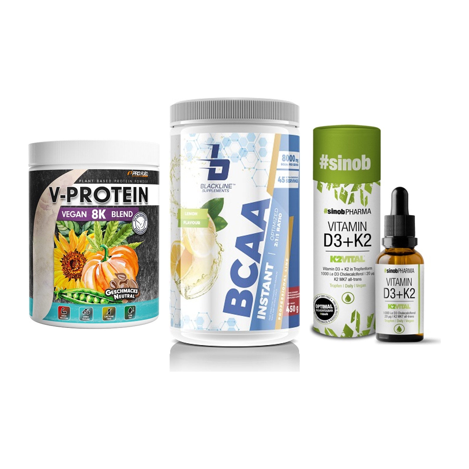 Pflanzliches Set: ProFuel V-Prote + Blackline + Sinob Vitamin – alle enthaltenen Artikel