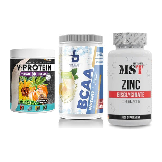 Pflanzliches Set: ProFuel V-Prote + Blackline + MST Zinc – alle enthaltenen Artikel