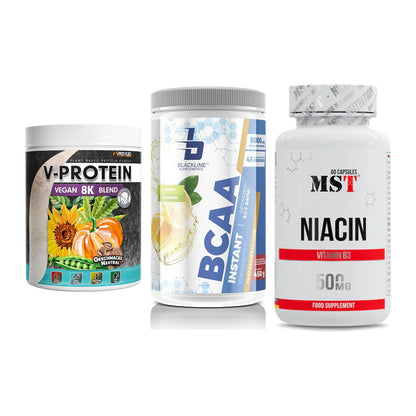 Pflanzliches Set: ProFuel V-Prote + Blackline + MST Niacin – alle enthaltenen Artikel