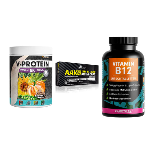 Pflanzliches Set: ProFuel V-Prote + Olimp AAKG + ProFuel Vitamin – alle enthaltenen Artikel