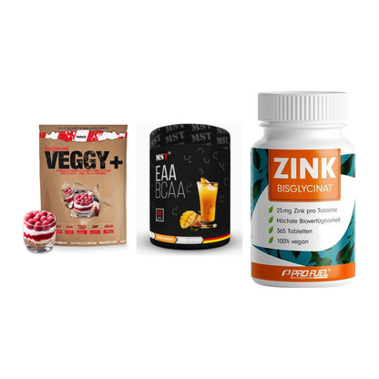 Pflanzliches Set: Sinob VEGGY + MST EAA & BCAA + ProFuel Zink – alle enthaltenen Artikel