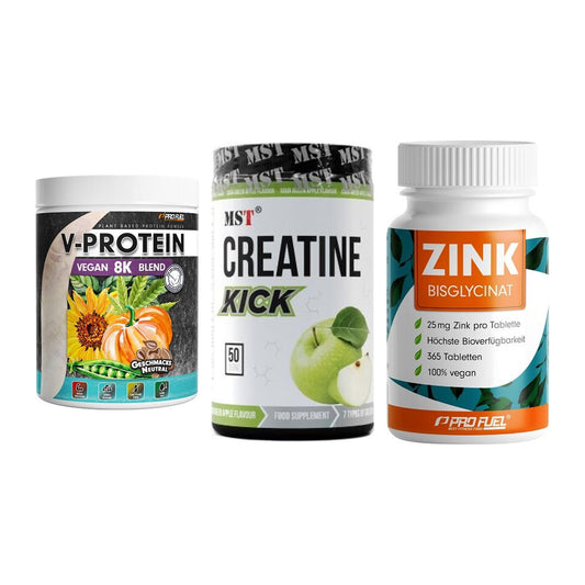 Pflanzliches Set: ProFuel V-Prote + MST Creatine + ProFuel Zink – alle enthaltenen Artikel