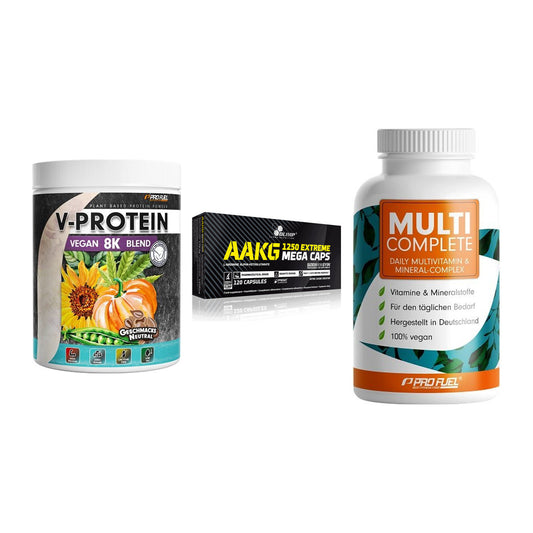 Pflanzliches Set: ProFuel V-Prote + Olimp AAKG + ProFuel MULTI – alle enthaltenen Artikel