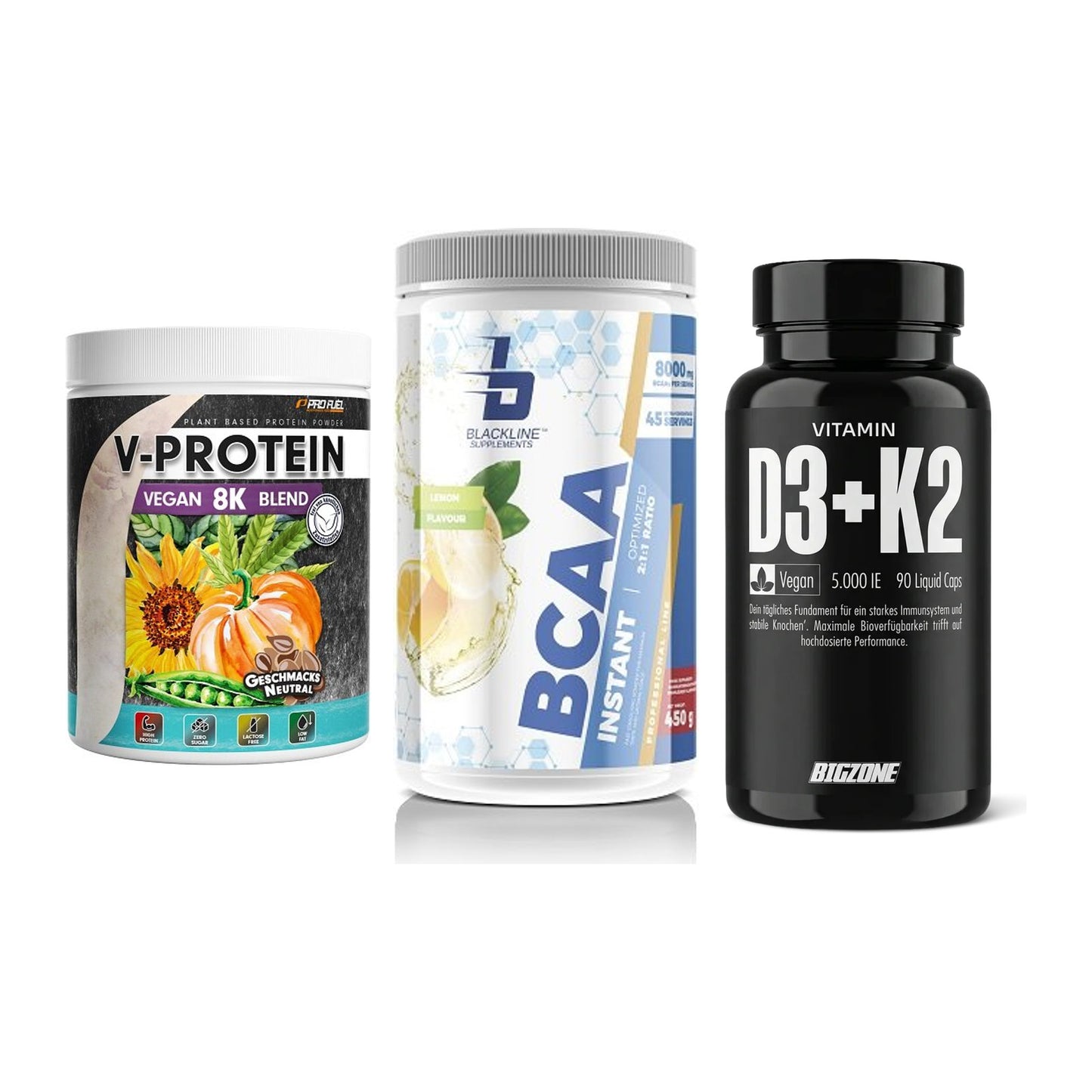 Pflanzliches Set: ProFuel V-Prote + Blackline + Big Zone – alle enthaltenen Artikel