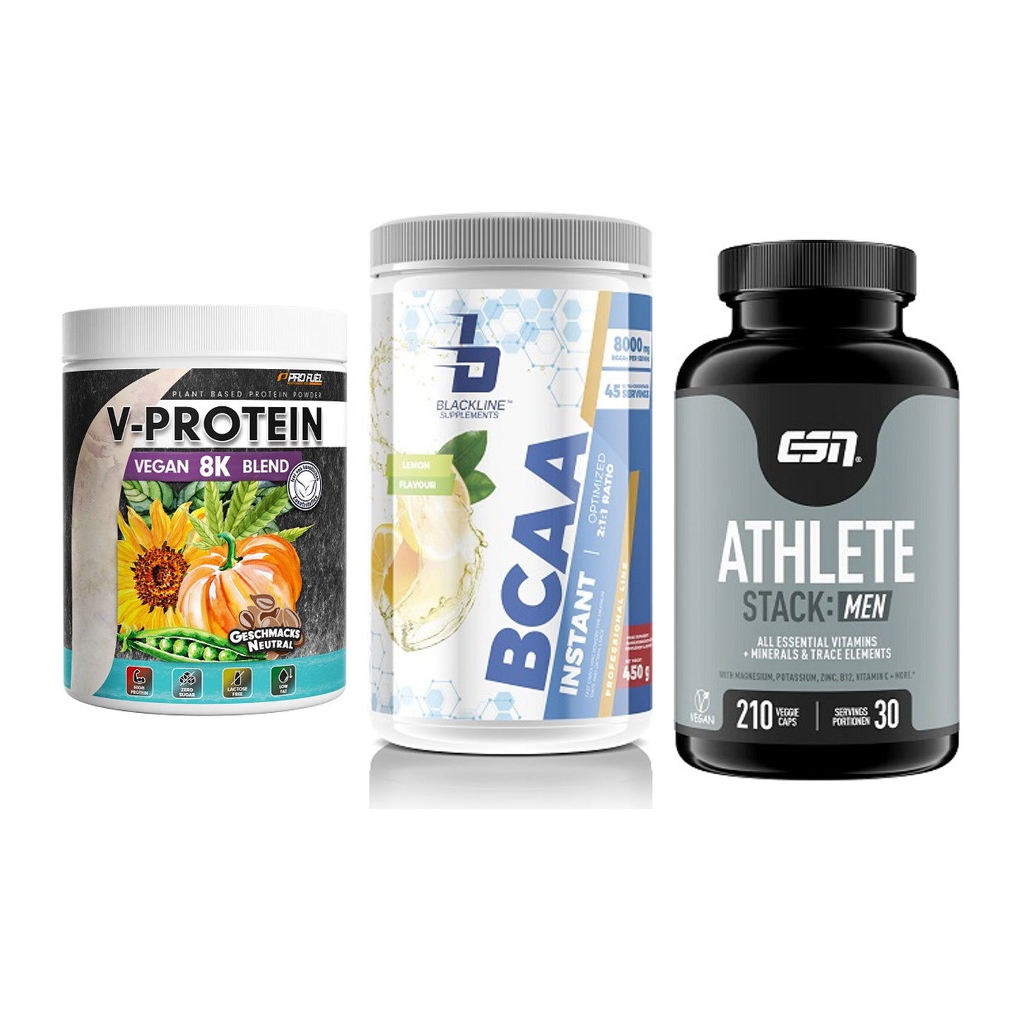 Pflanzliches Set: ProFuel V-Prote + Blackline + ESN Athlete – alle enthaltenen Artikel