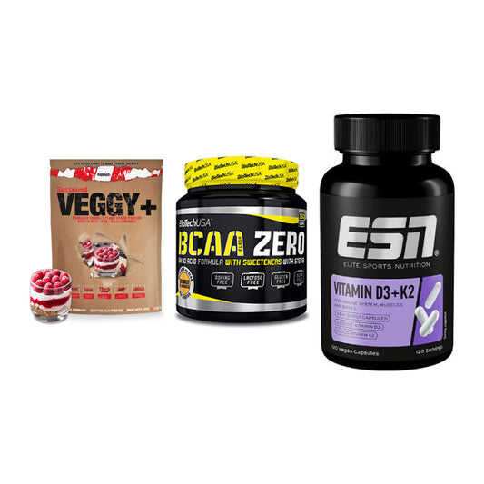 Pflanzliches Set: Sinob VEGGY + BioTech BCAA + ESN Vitamin D3 – alle enthaltenen Artikel