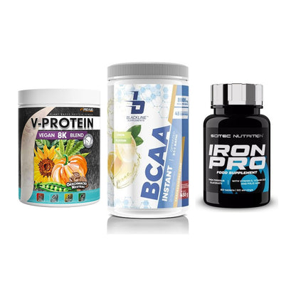 Pflanzliches Set: ProFuel V-Prote + Blackline + Scitec Iron Pro – alle enthaltenen Artikel