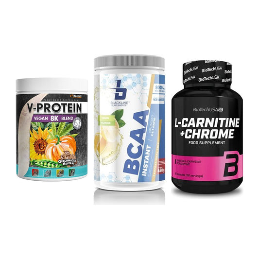 Pflanzliches Set: ProFuel V-Prote + Blackline + BioTech L-Carni – alle enthaltenen Artikel
