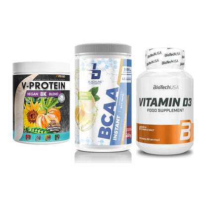 Pflanzliches Set: ProFuel V-Prote + Blackline + BioTech Vitamin – alle enthaltenen Artikel