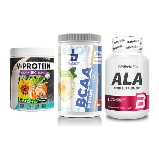 Pflanzliches Set: ProFuel V-Prote + Blackline + BioTech ALA – alle enthaltenen Artikel