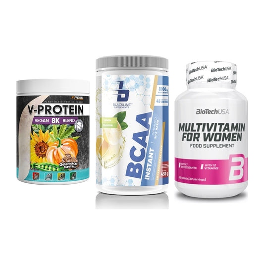 Pflanzliches Set: ProFuel V-Prote + Blackline + BioTech Multivi – alle enthaltenen Artikel