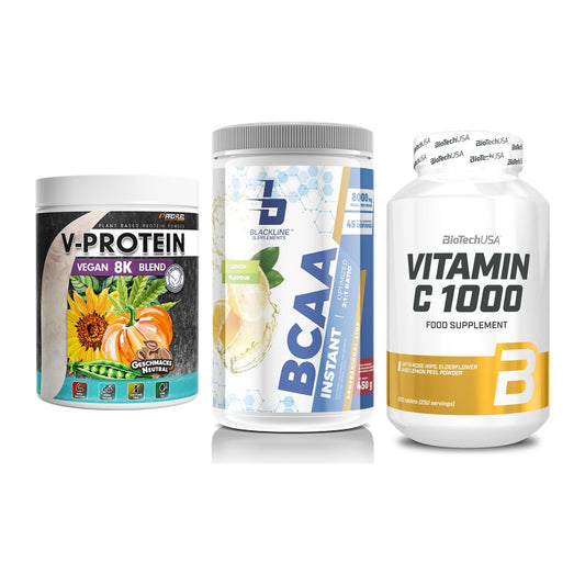 Pflanzliches Set: ProFuel V-Prote + Blackline + BioTech Vitamin – alle enthaltenen Artikel