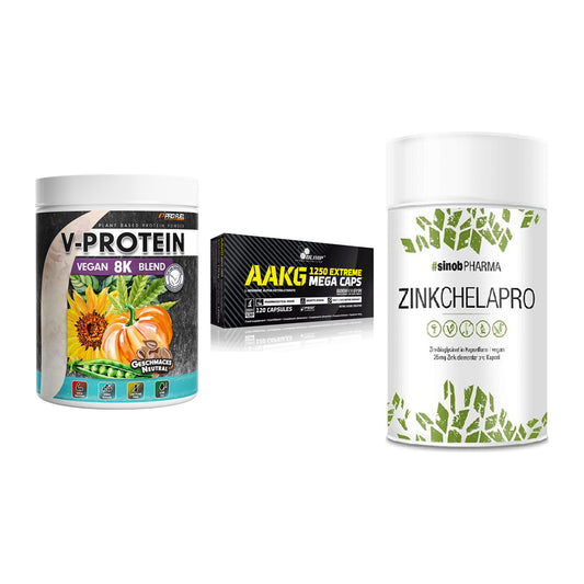 Pflanzliches Set: ProFuel V-Prote + Olimp AAKG + Sinob Zink – alle enthaltenen Artikel