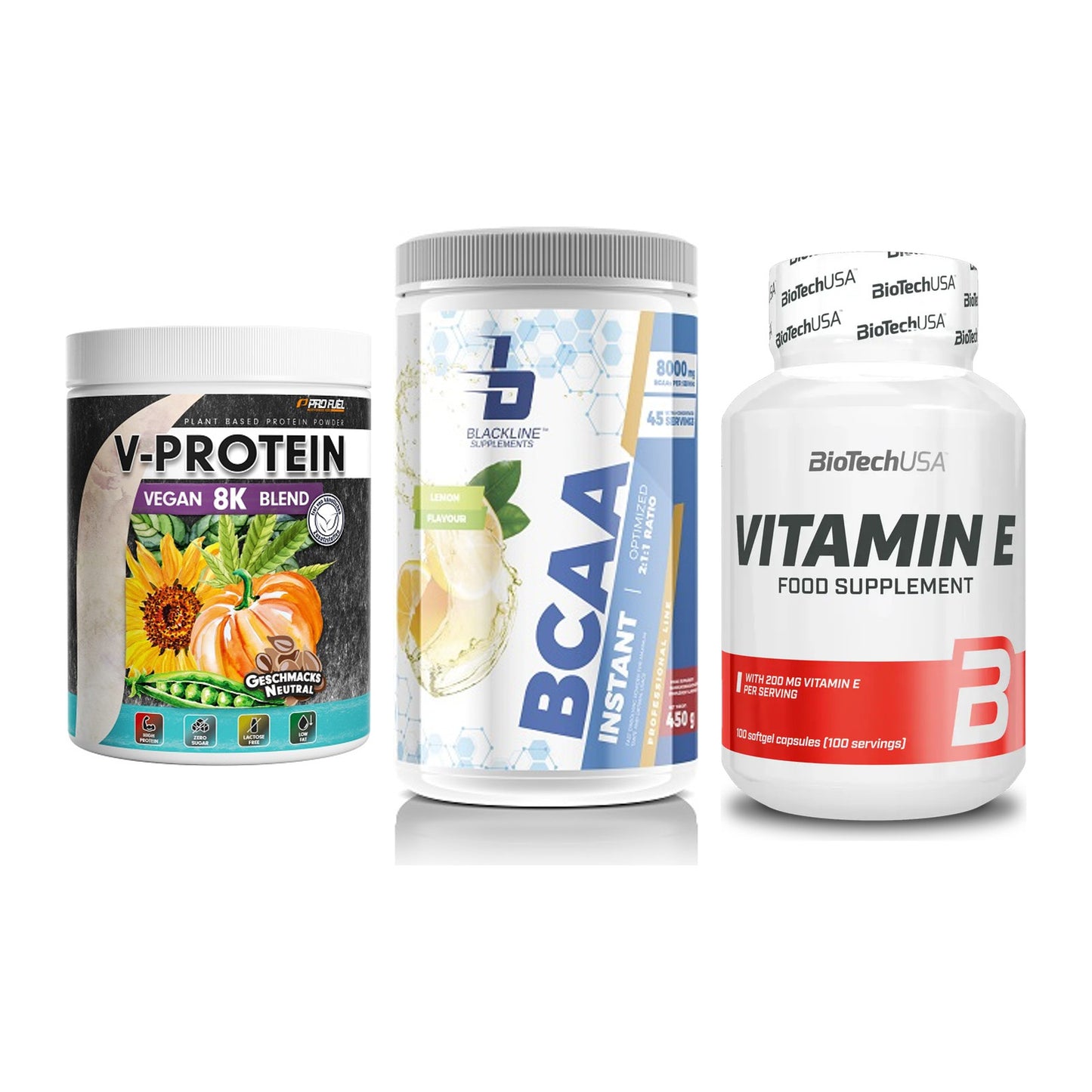 Pflanzliches Set: ProFuel V-Prote + Blackline + BioTech Vitamin – alle enthaltenen Artikel