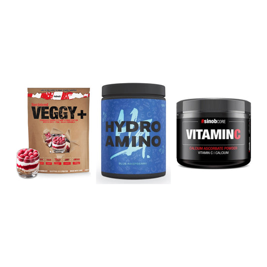 Pflanzliches Set: Sinob VEGGY + Nanosupps Hydro + Sinob Vitamin C – alle enthaltenen Artikel