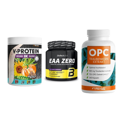Pflanzliches Set: ProFuel V-Prote + BioTech EAA + ProFuel OPC – alle enthaltenen Artikel