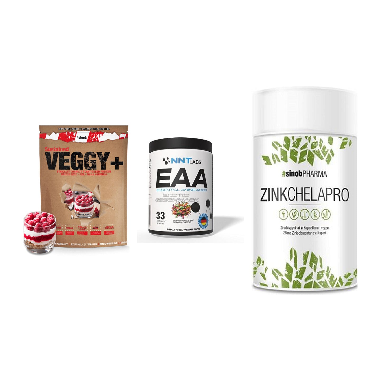 Pflanzliches Set: Sinob VEGGY + NNT EAA + Sinob Zink – alle enthaltenen Artikel