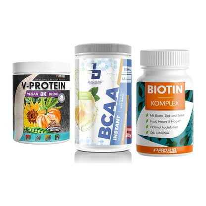 Pflanzliches Set: ProFuel V-Prote + Blackline + ProFuel BIOTIN – alle enthaltenen Artikel