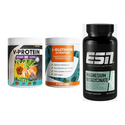 Pflanzliches Set: ProFuel V-Prote + ProFuel Glutami + ESN Magnesium – alle enthaltenen Artikel