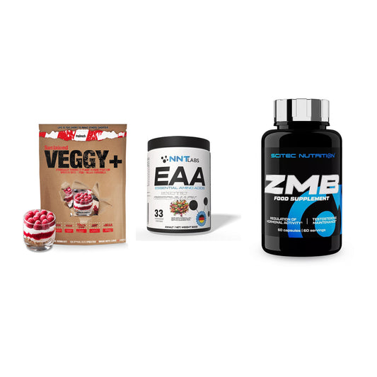 Pflanzliches Set: Sinob VEGGY + VEGAN PROTEIN + NNT EAA + Scitec ZMB – alle enthaltenen Artikel