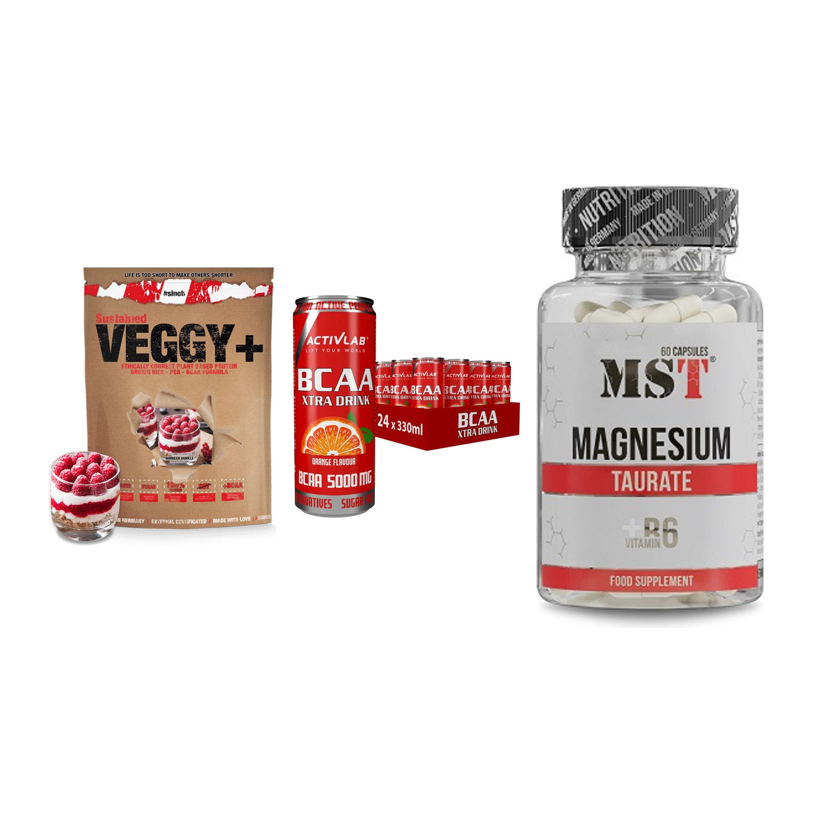 Pflanzliches Set: Sinob VEGGY + Activlab BCAA + MST Magnesium – alle enthaltenen Artikel
