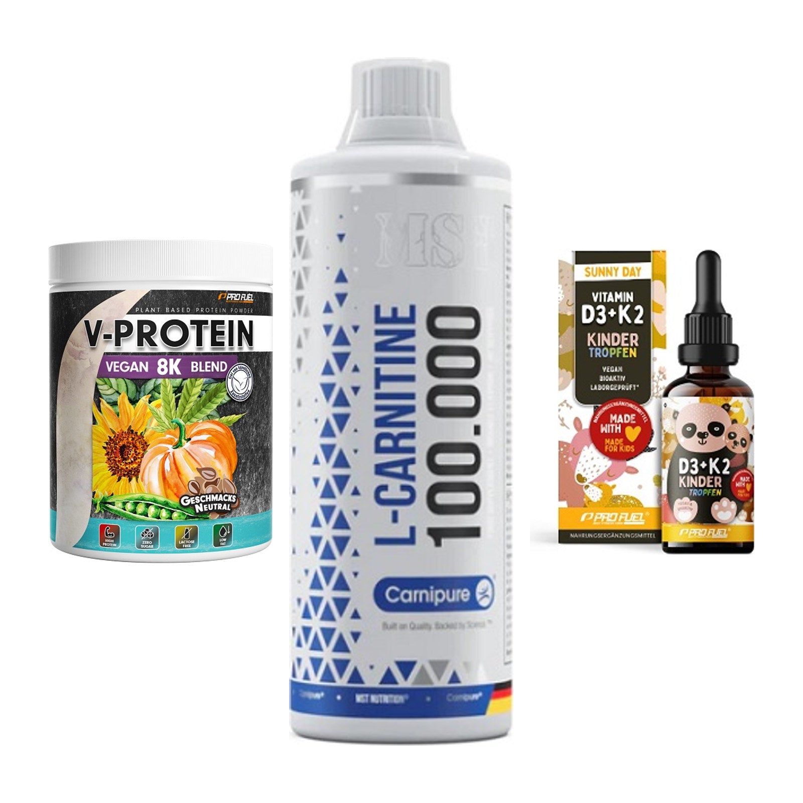 Pflanzliches Set: ProFuel V-Prote + MST L-Carnitine + ProFuel VITAMIN – alle enthaltenen Artikel